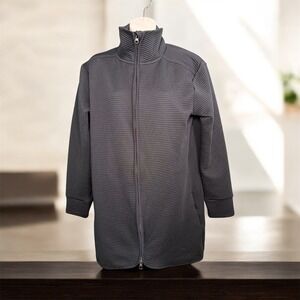 MPG Womens Performance Ribbed Jacket Sz M BLACK Full Zip  High Neck Tunic Long